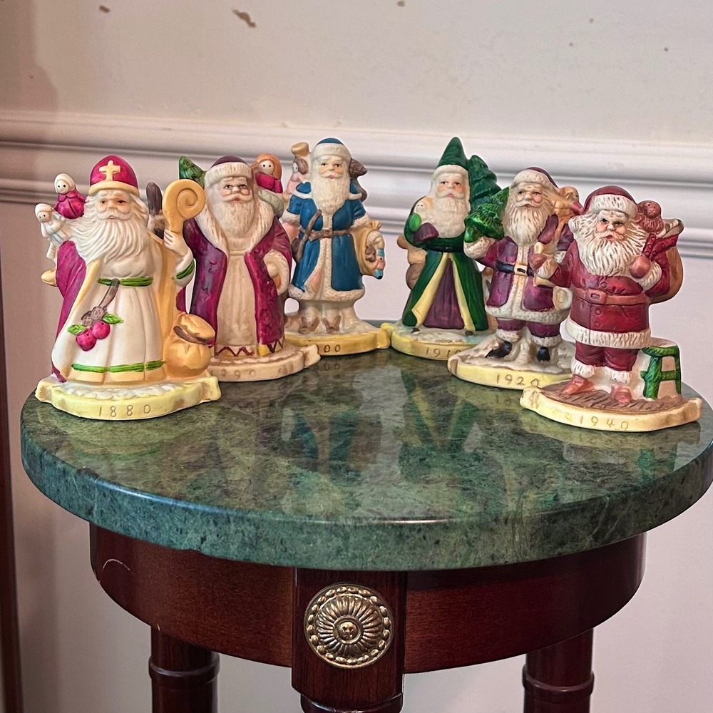 RSVP Santa Through The Years 1990 Porcelain Figurine Set St Nicholas 1880-1940